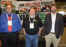 Promoting North Carolina sweet potatoes are Jim Young, Don Sparks and Hunter Gibbs with Nash Produce.